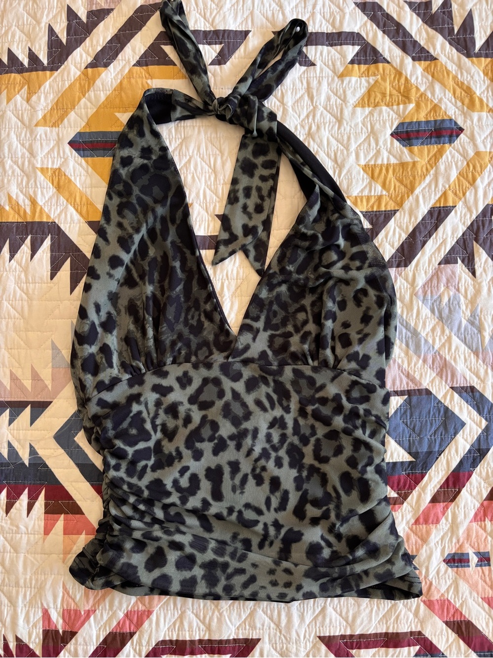 Windsor Olive and Black Leopard Halter Top